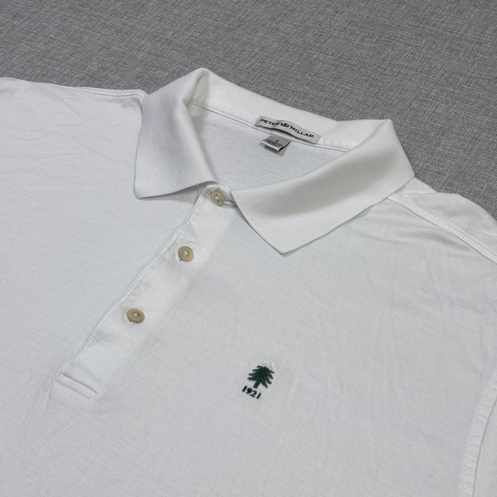Peter Millar Golf Polo Shirt Mens Large White 100% Cotton Embroidered Logo